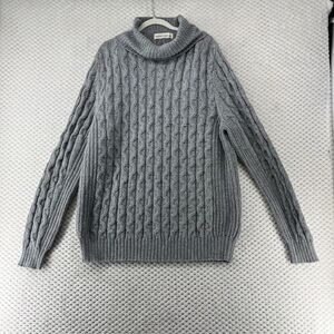 Mutual Weave Cable Knit‎ Turtleneck Sweater Fisherman Warm Cozy Pullover Gray XL